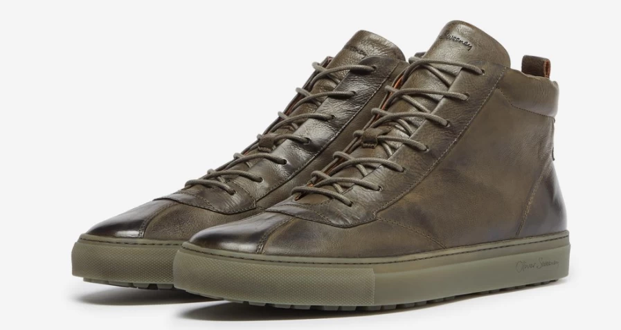 Oliver Sweeney Men's Defeza Khaki Leather Casual Shoes